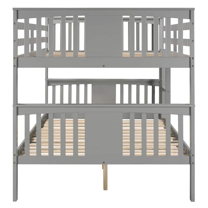 Solid Pinewood Full Size Detachable Bunk Bed Frame, Full over Full Bunk Bed with Ladder, Divided Into 2 Individual Beds