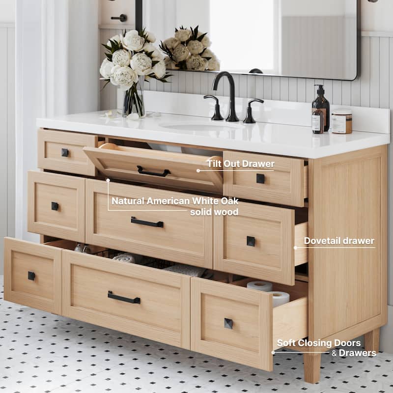Ariel B61WQOVO Monroe 61" Free Standing Single Basin Vanity Set with