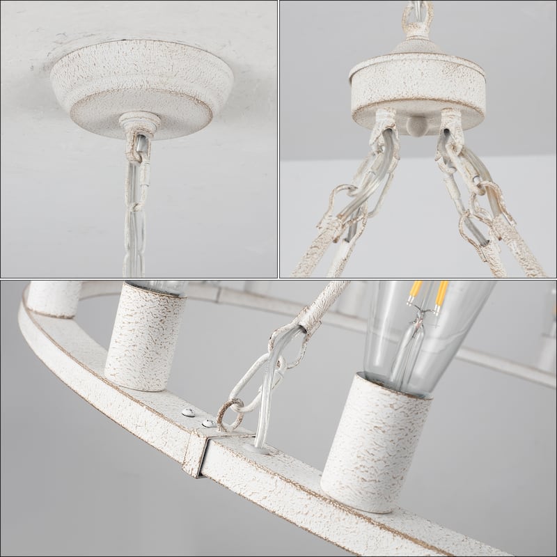20-Light Round Rustic Wagon Wheel Chandelier, Farmhouse Chandelier, Dining Room Living Room Bedroom Kitchen Light Fixture