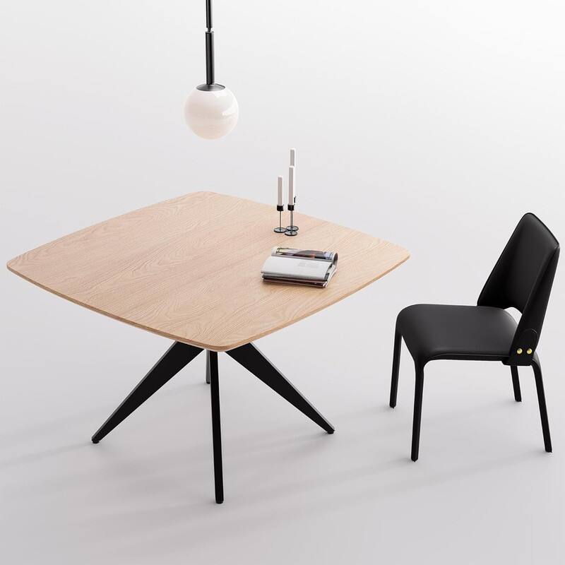 Modern Square Dining Table for 2-4, Small Kitchen Table with Metal Legs