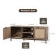 preview thumbnail 3 of 6, Anmytek Mid-Century Modern Herringbone TV Stand for TV Up to 65 Inches Rattan Console TV Table 59x15.7x21.7 inch