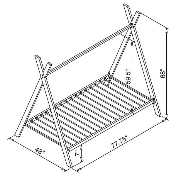 dimension image slide 1 of 2, Fultonville Pink Twin Metal Frame Tent Bed