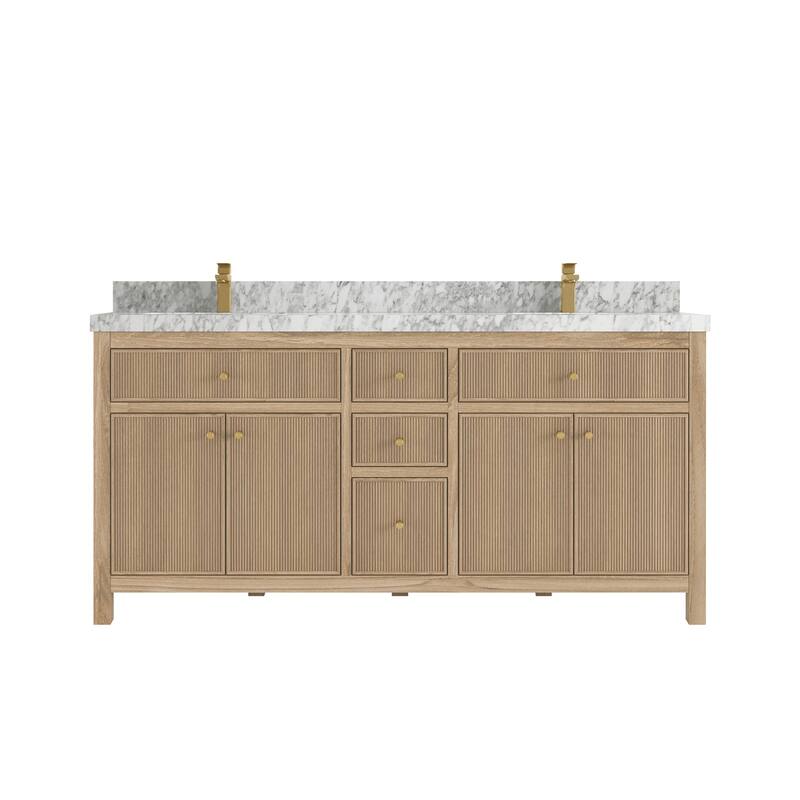 Willow Collections 72 in. W x 22 in. D Sonoma Teak Double Sink Bathroom Vanity with Countertop