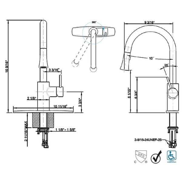Ultra Faucets Euro Collection Single-Handle Kitchen Faucet With Pull-Down Spray