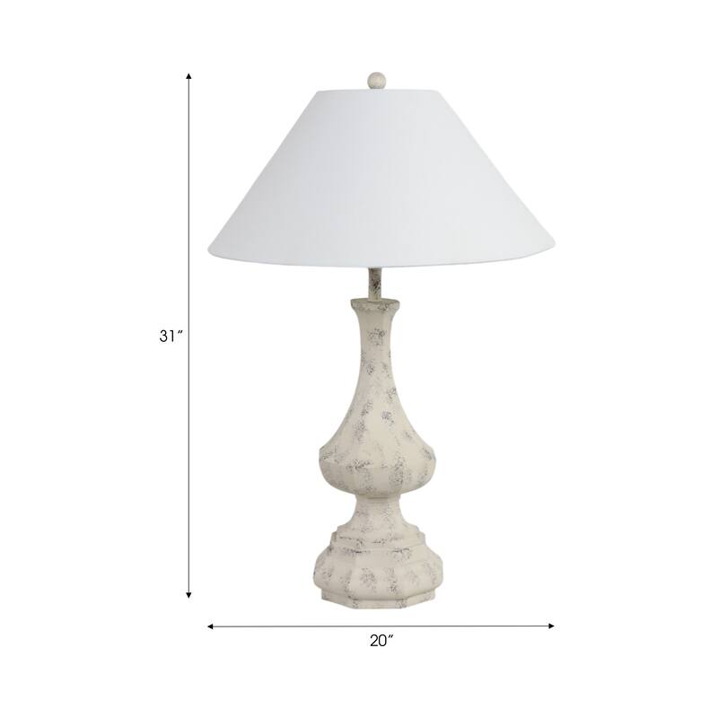 Table Lamp Resin Polyresin Fabric Linen Casual Style for Home Office Bedroom Living Room - 31" White - 20" x 20" x 31"