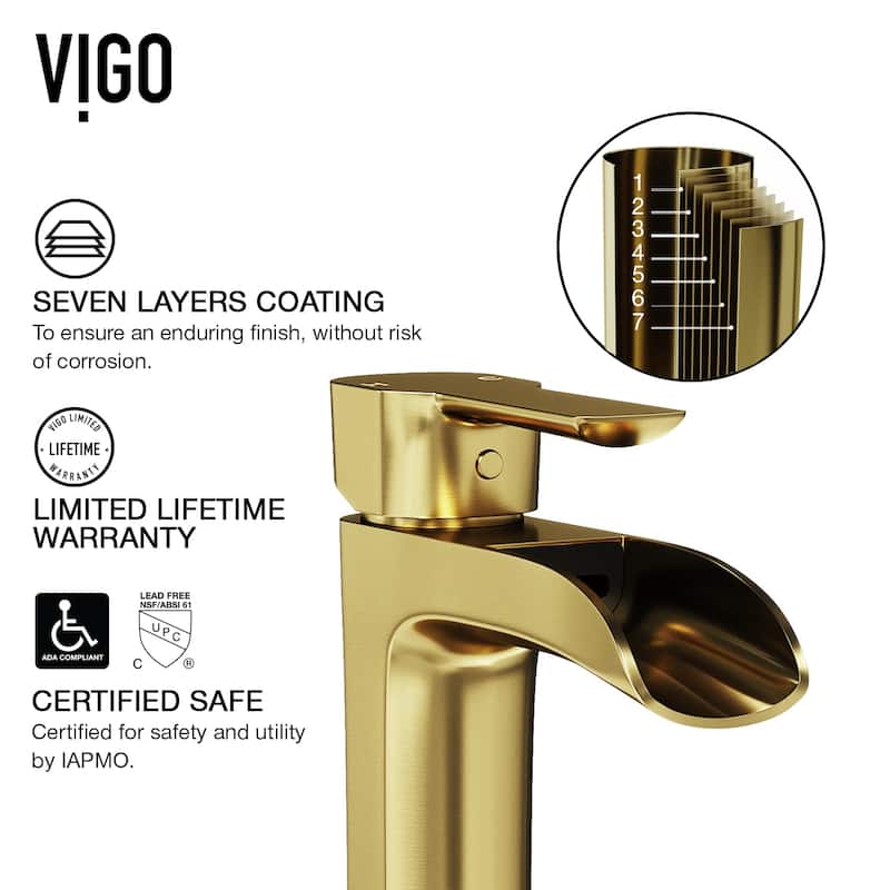 VIGO Paloma 7" H Single Handle Single Hole Bathroom Faucet - Without Extras - Matte Brushed Gold