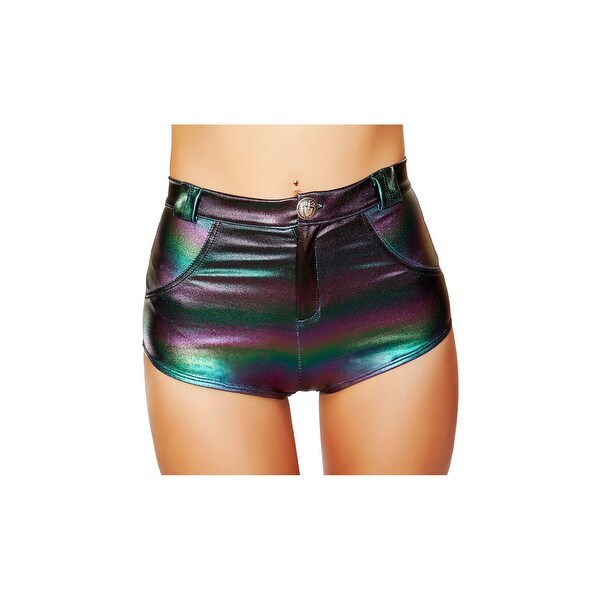 shiny high waisted shorts