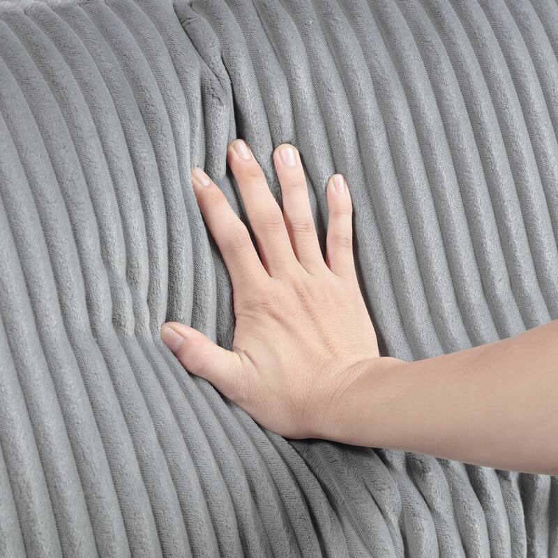 5pc Gray Corduroy Modular Sectional Set, Plywood & Solid Wood, 120x120x36in, 299lbs with Pillows