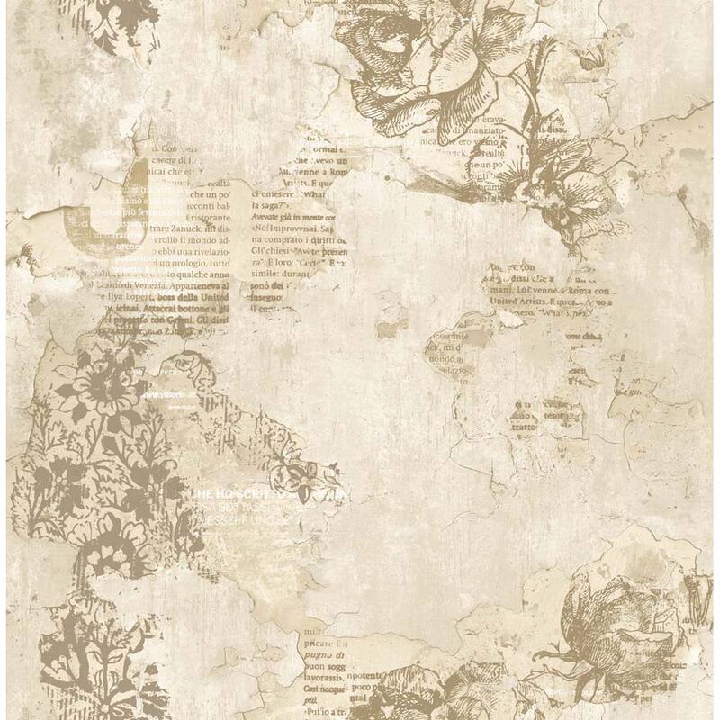Seabrook Designs Terica Abstract Script Unpasted Wallpaper - 20.5 in. W x 33 ft. L - Metallic Cream