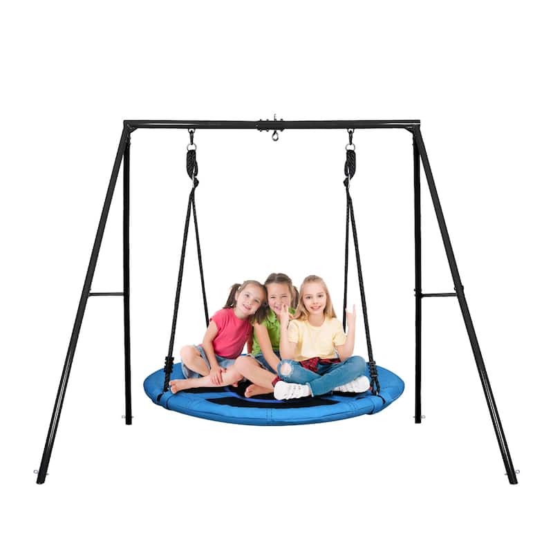 Heavy Duty Metal Swing Sets for Backyard with Swing Stand , Kids Saucer Swing