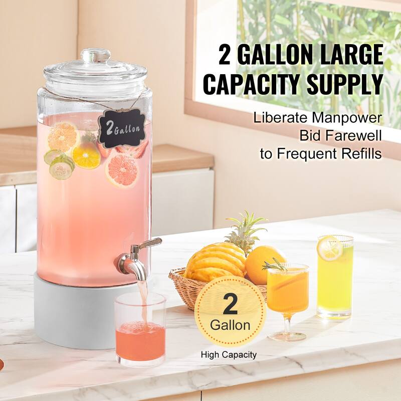 Beverage Dispenser with Spigot and Lid, Iced Tea Lemonade Juice Water Dispenser