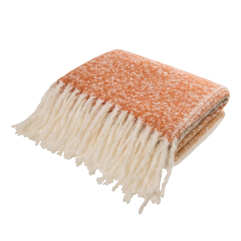 The Curated Nomad Division Woven Jacquard Throw - Orange Striped