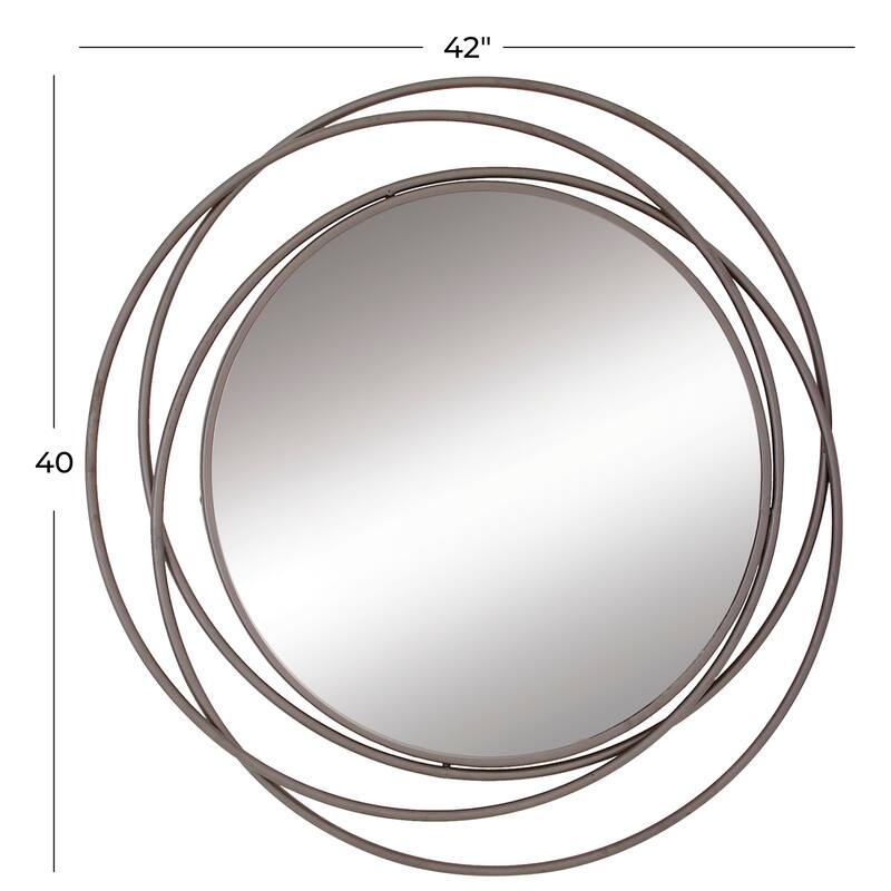 Stylish Metal Wall Mirror with Overlapping Circles and Foiled Finish - Gold or Gray