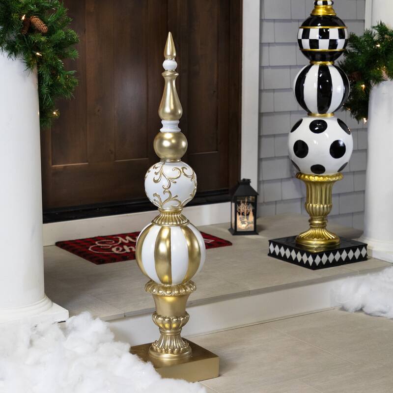 Ball Finial Commercial Size Christmas Decoration 48" - Gold and White