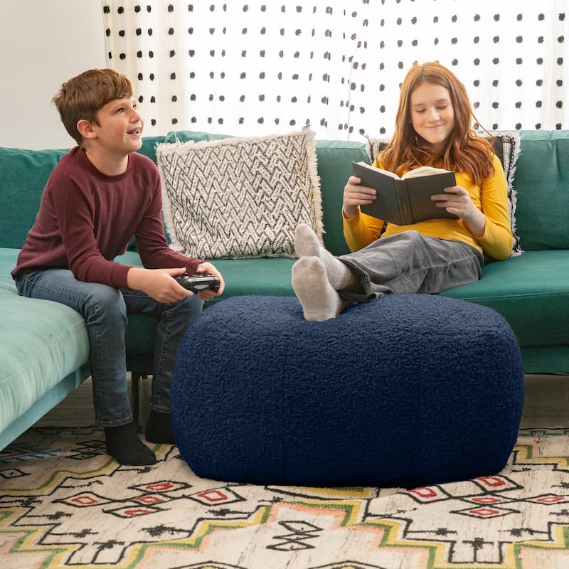 Jaxx Ellis Pouf - Modern Shearling Faux-Lamb Plush Fleece Ottoman