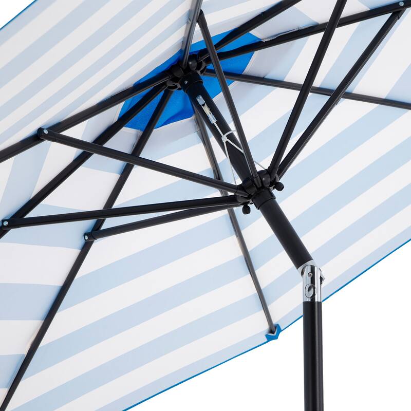 Pure Garden 9ft Striped Patio Umbrella with Push Button Tilt