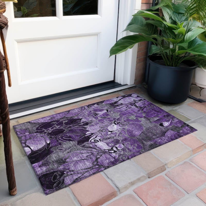 Malu Artistic Abstract Weather Resistant Timeless Fusion Outdoor Rug