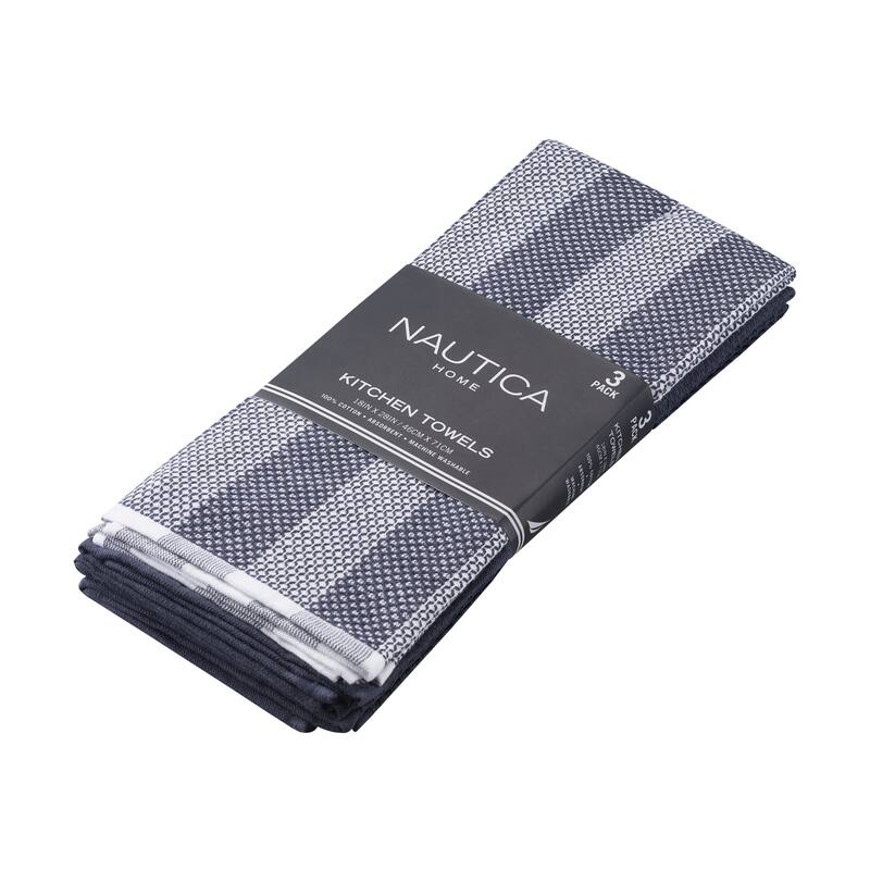 Nautica Home Cotton Classics Textured 18" x 28" 3 Piece Kitchen Towel Set