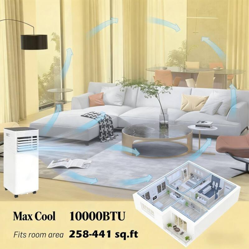Mobile Air Conditioner 10000 BTU for Cooling and Dehumidifying. Sleep Mode. Timer. Sliding Window Use