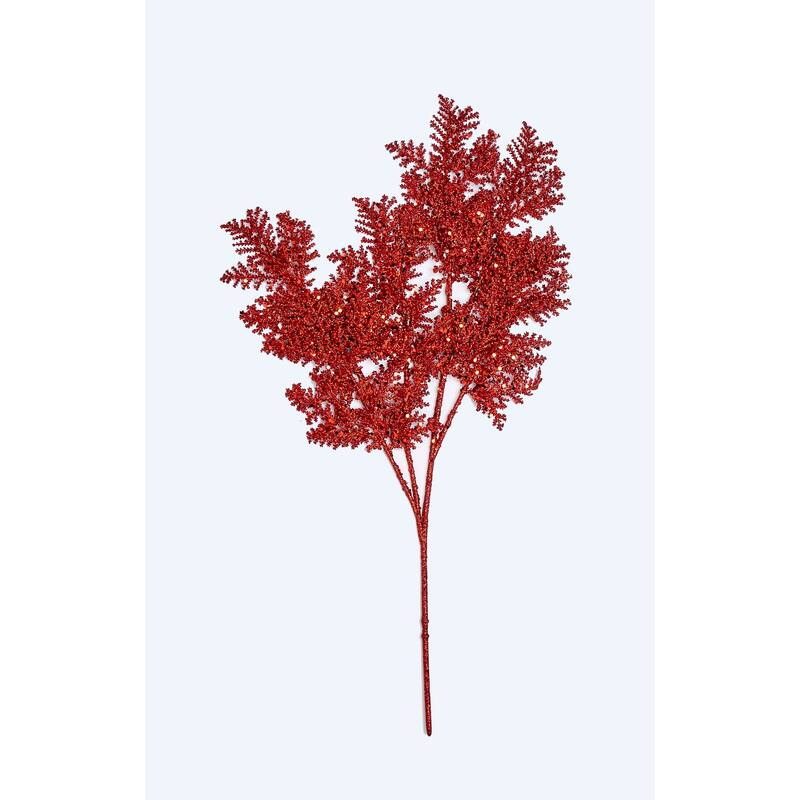 20" Glitter Juniper Spray, Red, Set of 3 - Red