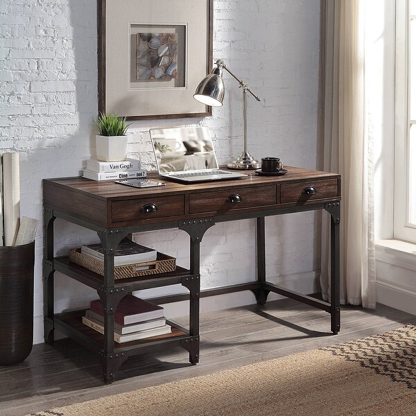 ACME Gorden Writing Desk in Espresso Oak and Antique Black Bed Bath Beyond 32824228