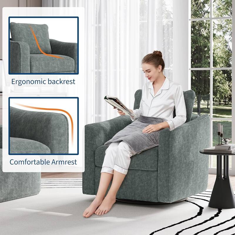 360° Swivel Upholstered Accent Sofa Chair for Living Room, Bedroom, Office, Nursery