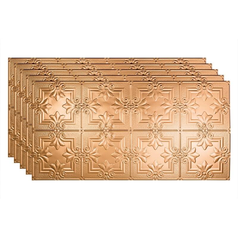 FASÄDE Regalia Decorative Vinyl 2ft x 4ft Glue Up Ceiling Panel in Polished Copper (5 Pack) - 5 Pack - Polished Copper