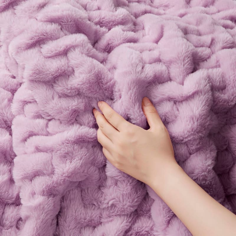 Madison Park Ruched Fur Throw