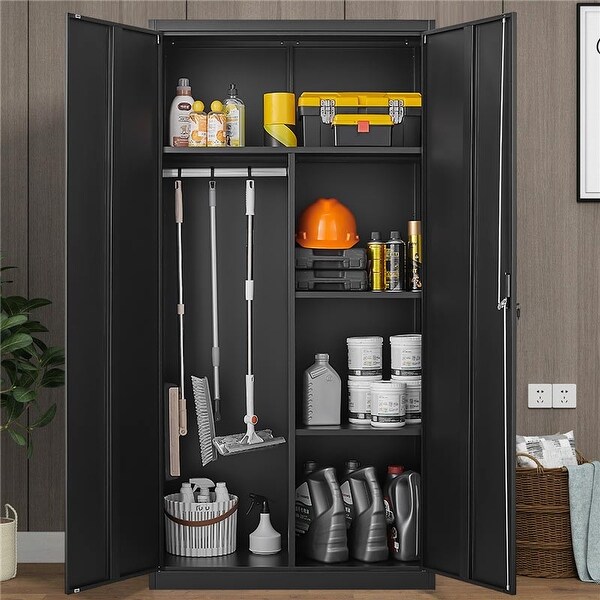 Black Metal Wardrobe Locker Storage Cabinet for Hanging and