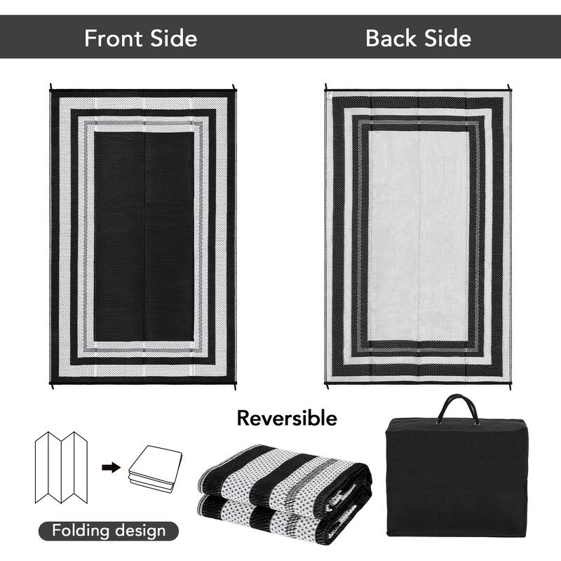 Outdoor Plastic Straw Rug Waterproof Outdoor Rug Reversible Plastic Camping Rugs for Patio Porch Deck Backyard