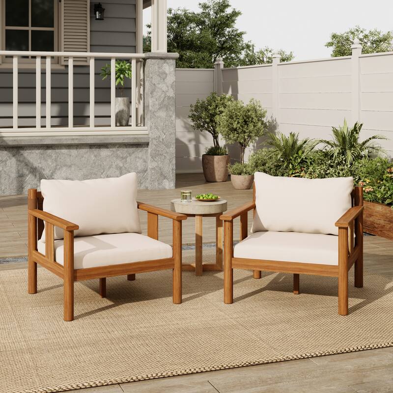 Christopher Knight Home - 33.75" Acacia Wood Outdoor Patio Club Chair ( Set of 2 )