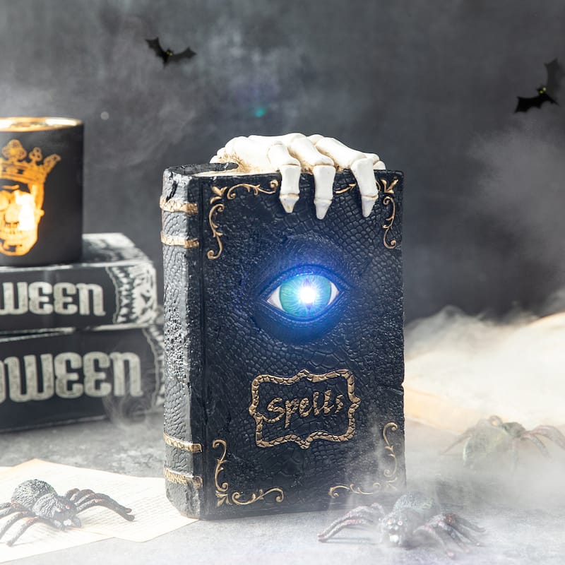 Glitzhome 7.75"H Halloween Lighted Ghostbuster Resin Book - Lighted Ghostbuster