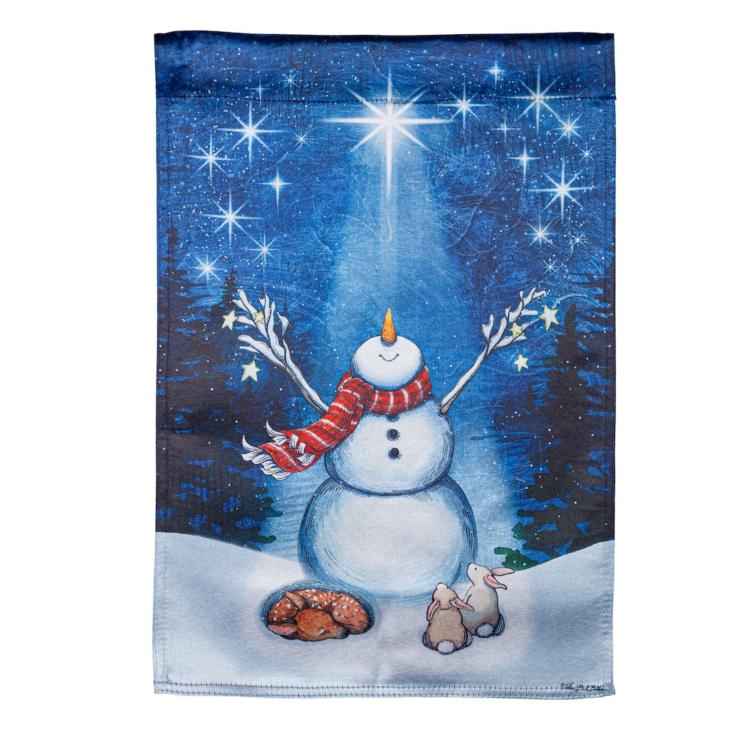 12.5 in. x 18 in. Star Heart Snowman Lustre Garden Flag