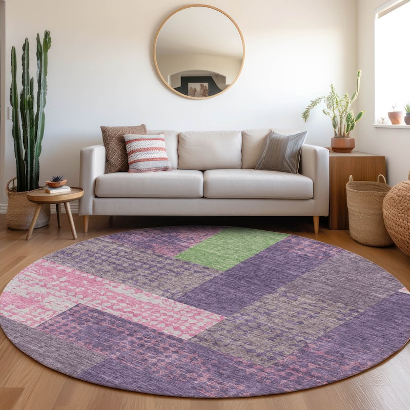 Premium Washable Super Soft Casual Geo Mayfield Rug - Purple - 8' x 8'