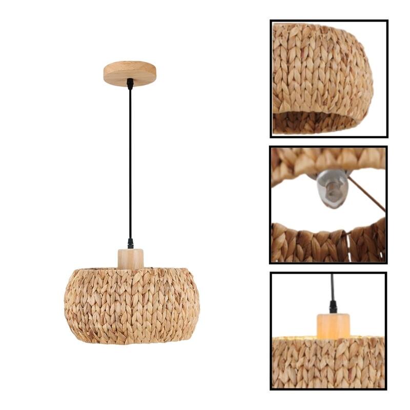 12 Inch rattan lighting Hyacinth, boho kitchen island lights rattan, seagrass, woven pendant light