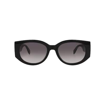 Alexander McQueen Round-Frame Acetate Sunglasses, Gradient Grey Lens, Shiny Black Frame