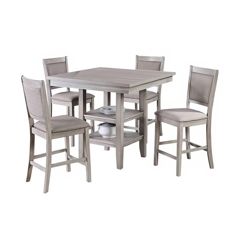 5 Piece Square Dining Set in Rustic Grey - Rustic Gray