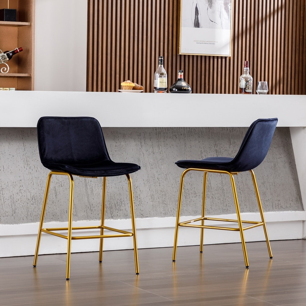 Black Green Blue Gray Bar Stool Velvet Set of 2 Bed Bath