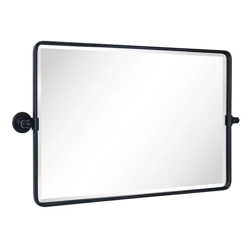 TEHOME Lutalo horizontal Beveled Bathroom / Vanity Mirror - 20" x 33" - Black