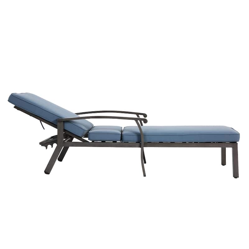 Outdoor Aluminum Cast Adjustable Chaise Lounge Chair with Wheels