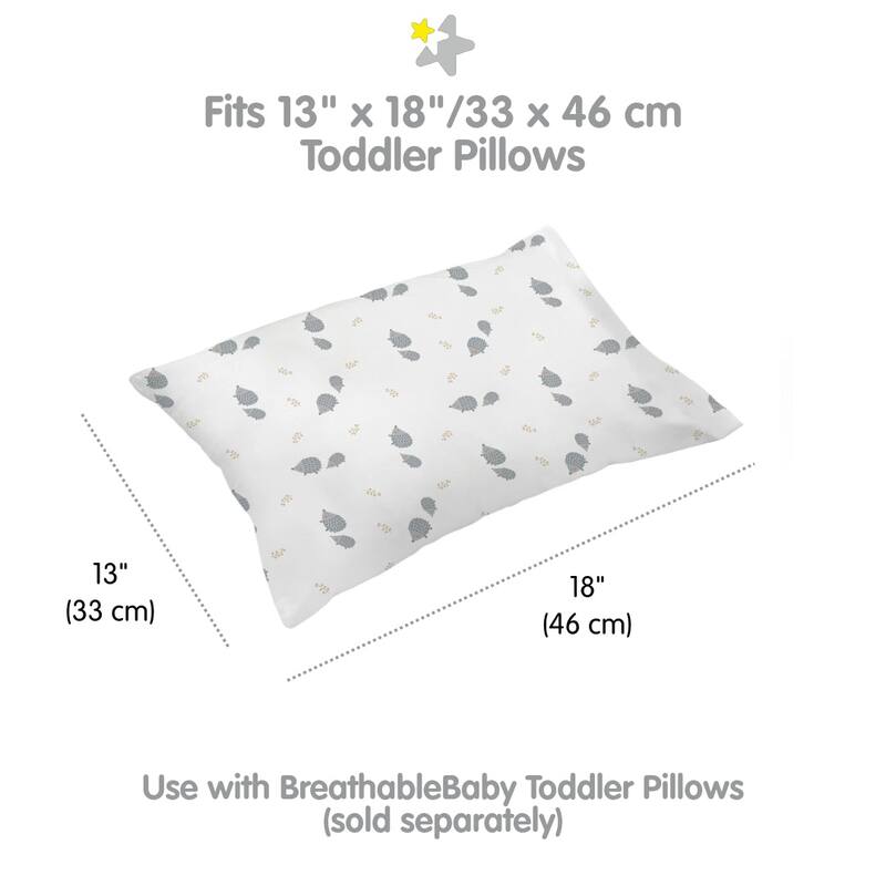 BreathableBaby Cotton Percale Pillowcase, For 13" x 18"/33 x 46 cm Toddler Pillow, Prints (2-Pack)