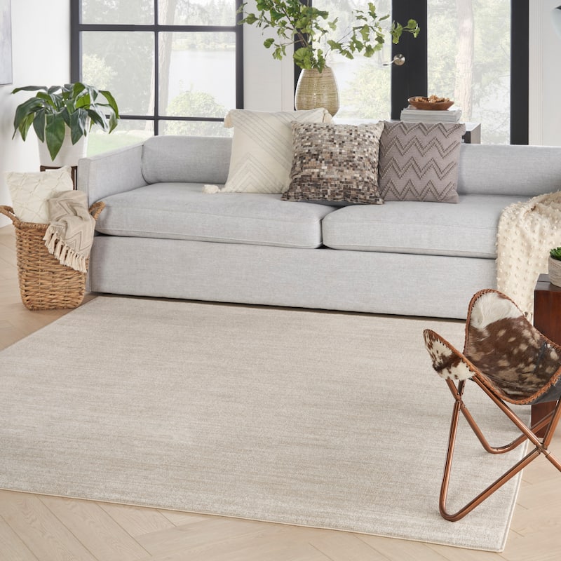 Nourison Modern Solid Indoor/Outdoor Area Rug - 7' Square - Ivory/Beige