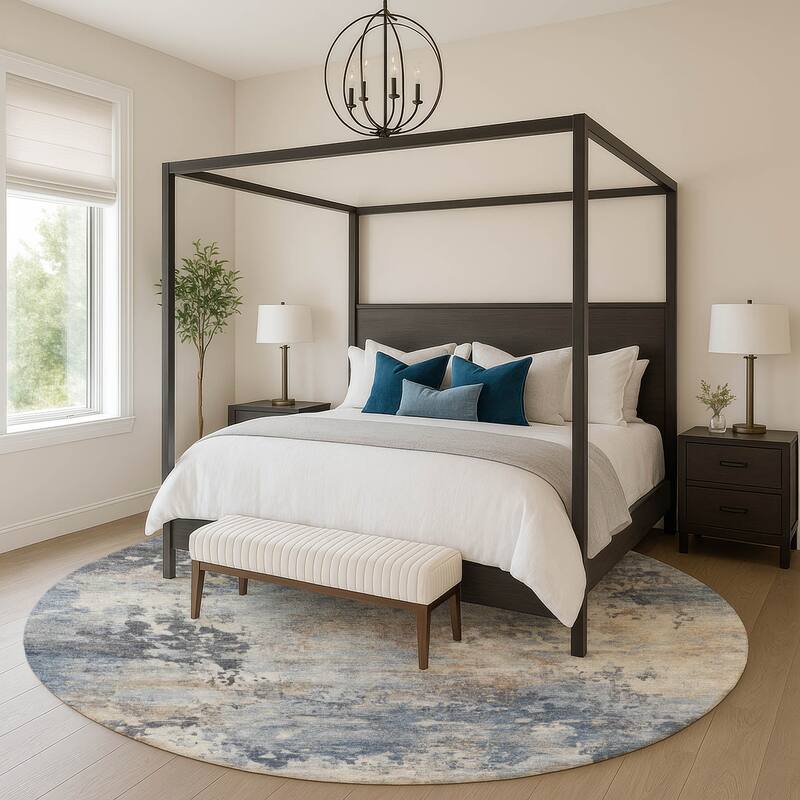 Premium Washable Super Soft Modern Casual Mayfield Rug - Denim - 8' x 8'