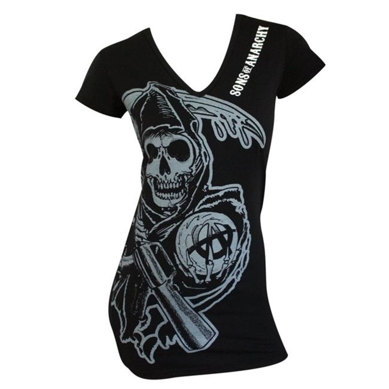 Shop Sons Of Anarchy 45128m Womens Reaper Cover Up Shirt Black