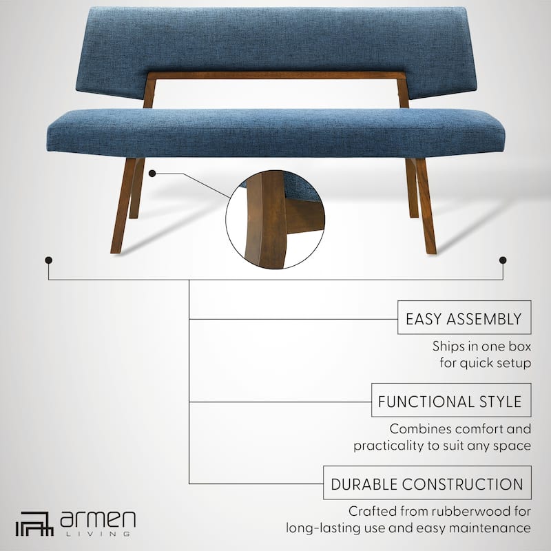 Channell Mid-Century 63" Upholstered Wood Entryway Dining Bench
