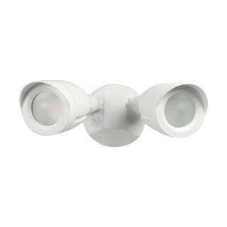 LED Security Light Dual Head  White Finish 3000K