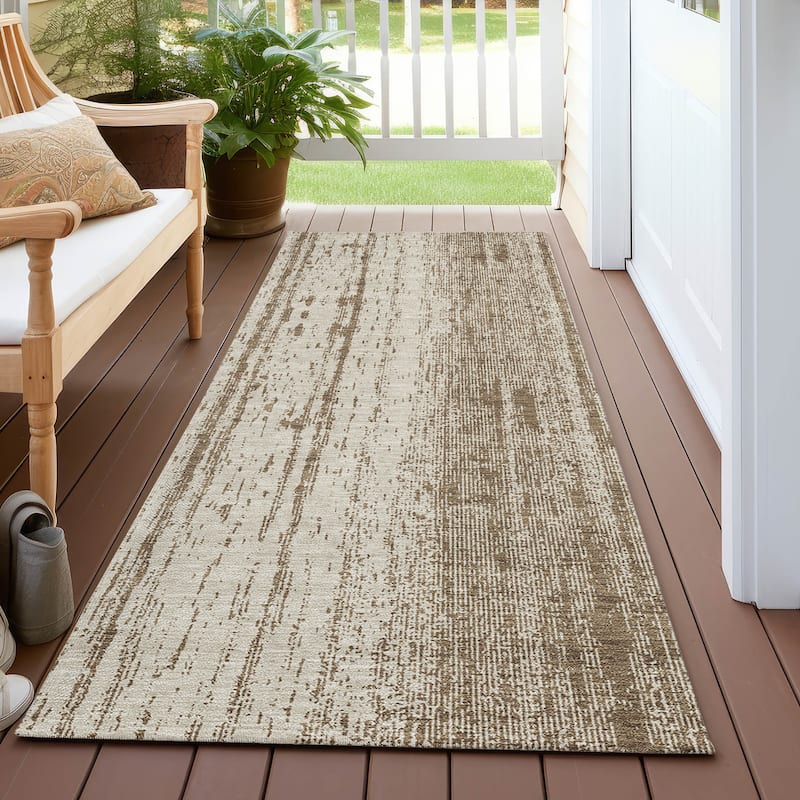 Machine Washable Indoor/ Outdoor Chantille Ombre Stripes Rug - Brown - 2'3" x 7'6"