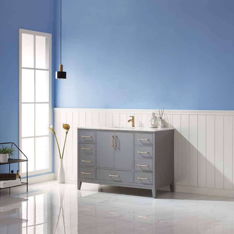 Altair Sutton Single Bathroom Vanity Set and Carrara White Countertop