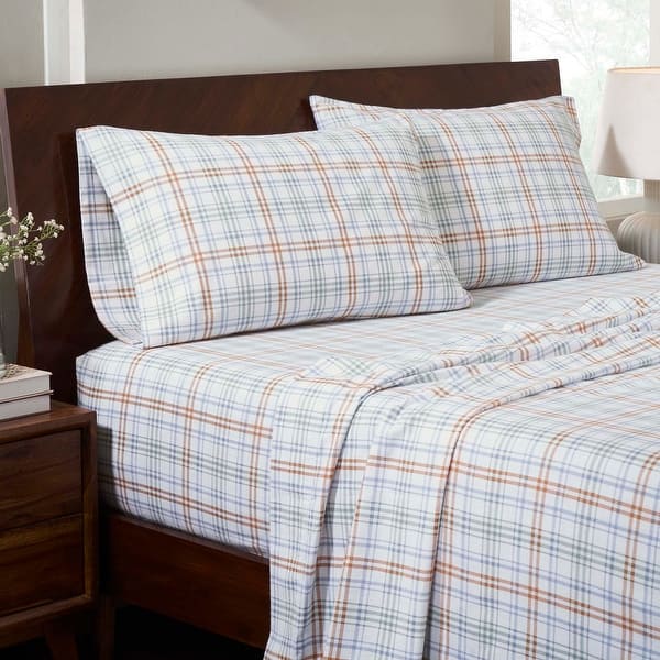 slide 2 of 22, Superior Plaid Flannel Cotton Farmhouse Sheet Set California King - Green Rust