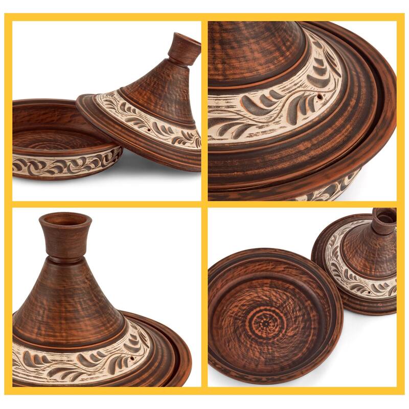 STP Goods Handmade 2.1Qt Red Clay Stoneware Tajine